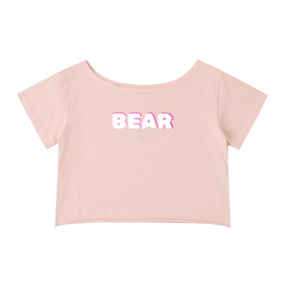 Off-Shoulder Rolled Hem Cotton T-Shirt