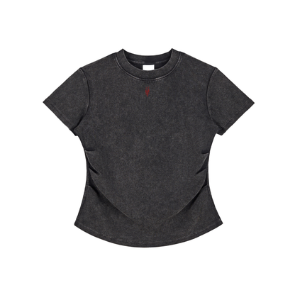 Vintaged-Wash Bodycon Cotton T-Shirt