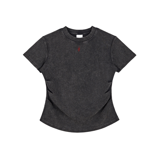 Vintaged-Wash Bodycon Cotton T-Shirt